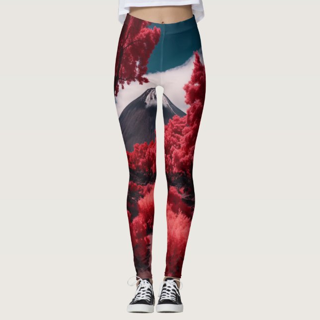  Enchanting Volcanic Landscape in Infrared Splendo Leggings (Front)