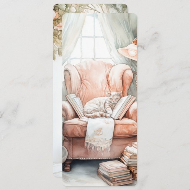Enchanting Watercolor Booklover Bookmark Invitation (Front/Back)