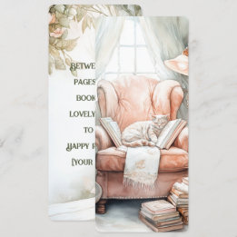 Enchanting Watercolor Booklover Bookmark Invitation