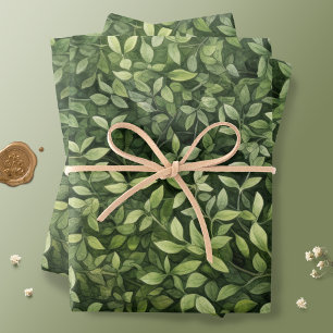 Enchanting Watercolor Forest Greenery Wrapping Paper Sheet
