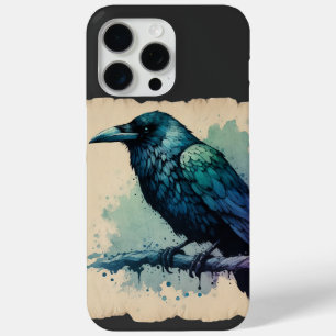 Enchanting Watercolor Raven Art: Bold & Mystical iPhone 15 Pro Max Case