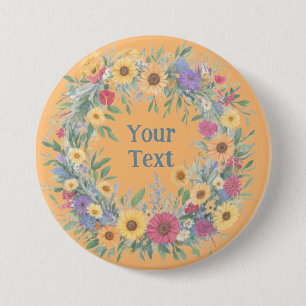 Enchanting Wildflower Wreath Lapel Decoration 7.5 Cm Round Badge
