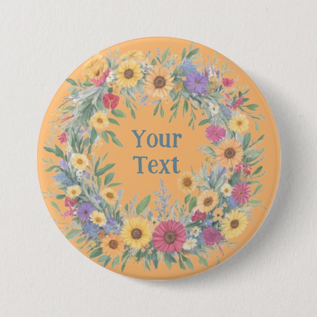 Enchanting Wildflower Wreath Lapel Decoration 7.5 Cm Round Badge (Front)