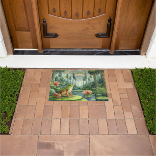 Enchanting William Morris Frog in a Forest  Doormat