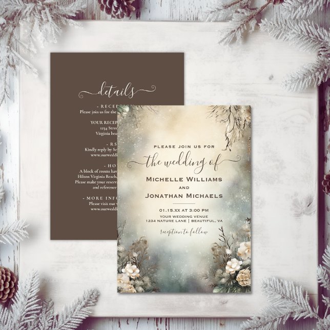 Enchanting Winter Garden Floral All in One Wedding Invitation (Enchanting Winter Garden Floral All in One Wedding Invitation)