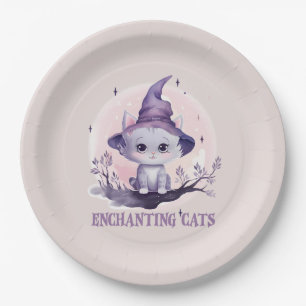 Enchanting Witch Cat Paper Plate