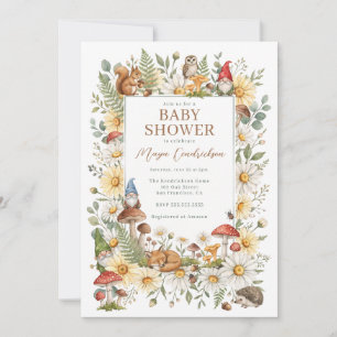 Enchanting Woodland Gnome Baby Shower Invitation