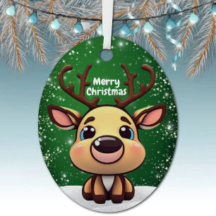 Enchanting Young Buck Starry Green Whimsical  🎄🦌 Metal Tree Decoration