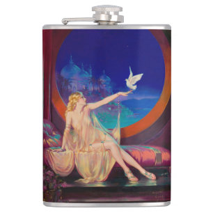 Enchantment of Arabian Concubine Pinup Girl Hip Flask