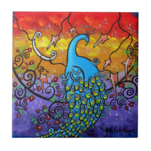 Enchantment Peacock Art Tile