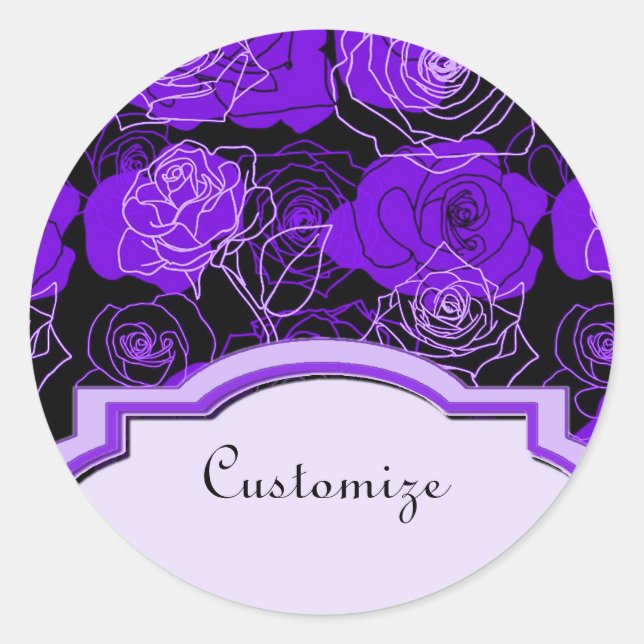 Enchantment Purple Roses Floral Stickers (Front)
