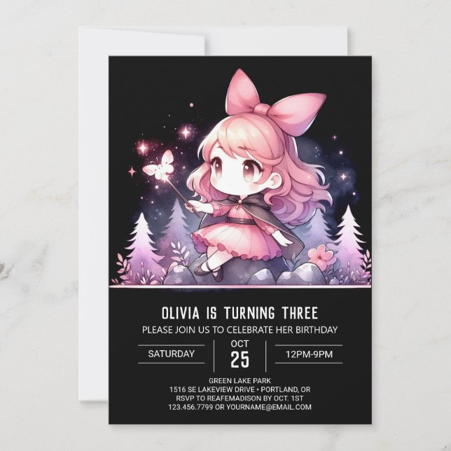 Enchantress Little Wizard Birthday Invitation (Front)