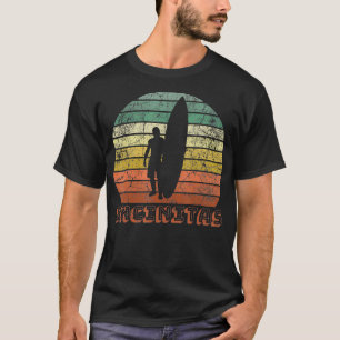Encinitas Beach California Surfer Retro Sunset Vin T-Shirt