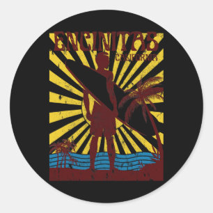 Encinitas Beach California Surfing Surf Ocean Usa Classic Round Sticker