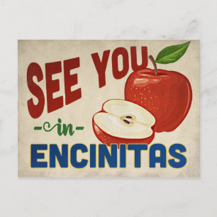 Encinitas California Apple - Vintage Travel Postcard