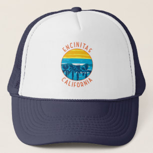 Encinitas California Retro Distressed Circle Trucker Hat