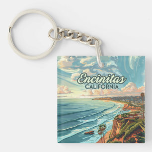 Encinitas California San Diego Beach Vintage Key Ring