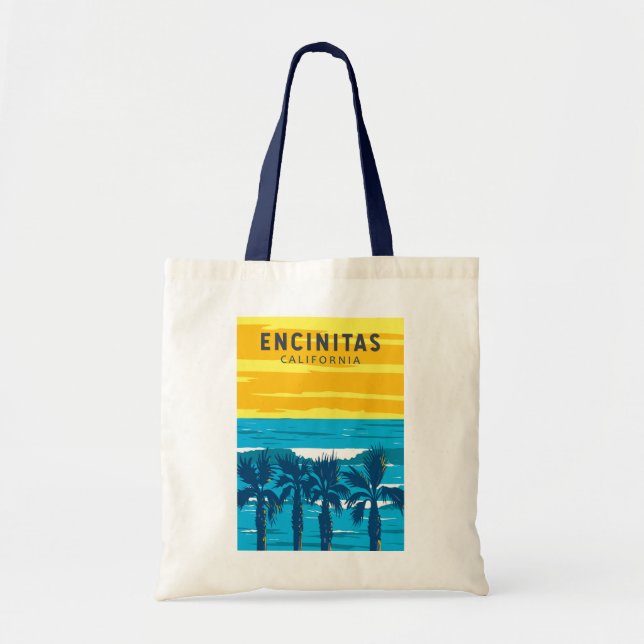 Encinitas California Travel Art Vintage Tote Bag (Front)