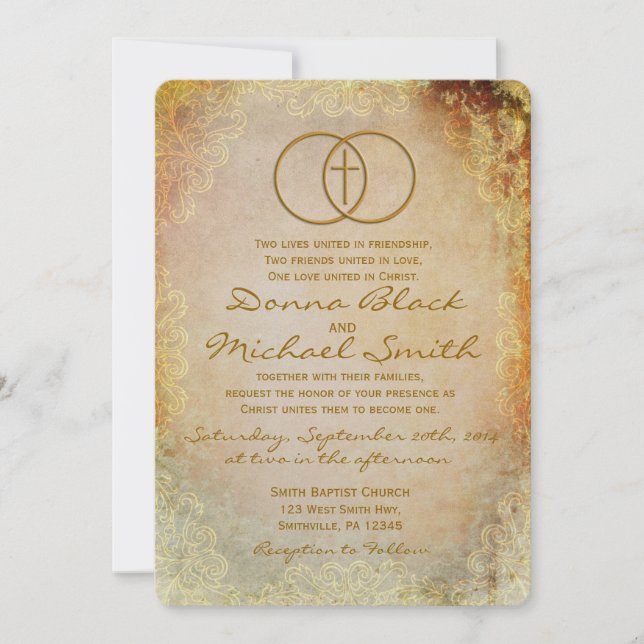 Encircled Cross Religious Wedding Invitations (Front)