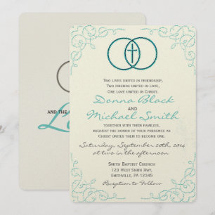 Encircled Cross Religious Wedding Invitations