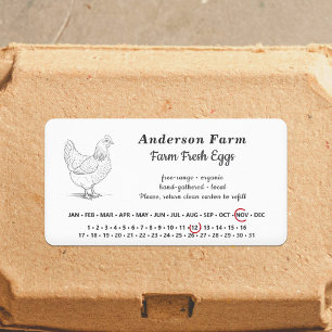 Encircled Date - Farm Fresh Eggs White Sticker