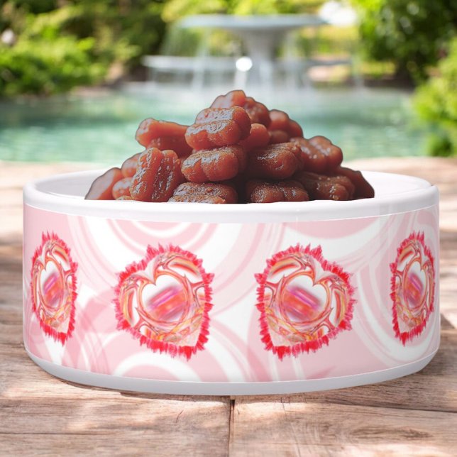 Encircling Diagonal Tattered Edged Hearts (hearts encircle the bowl)