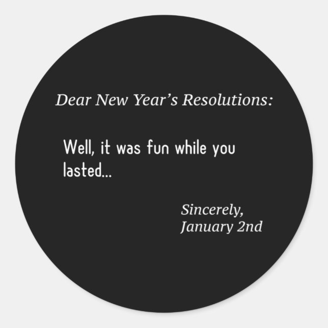 Enclosed Gappy New Year  187 Classic Round Sticker (Front)