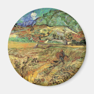 Enclosed Wheat Field w Peasant by Vincent van Gogh Magnet