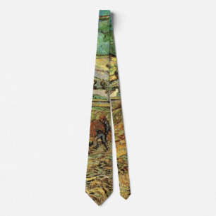 Enclosed Wheat Field w Peasant by Vincent van Gogh Tie