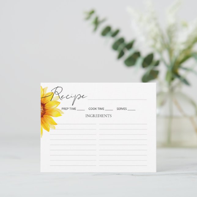 Enclosure Card Bridal Shower Recipe. (Standing Front)