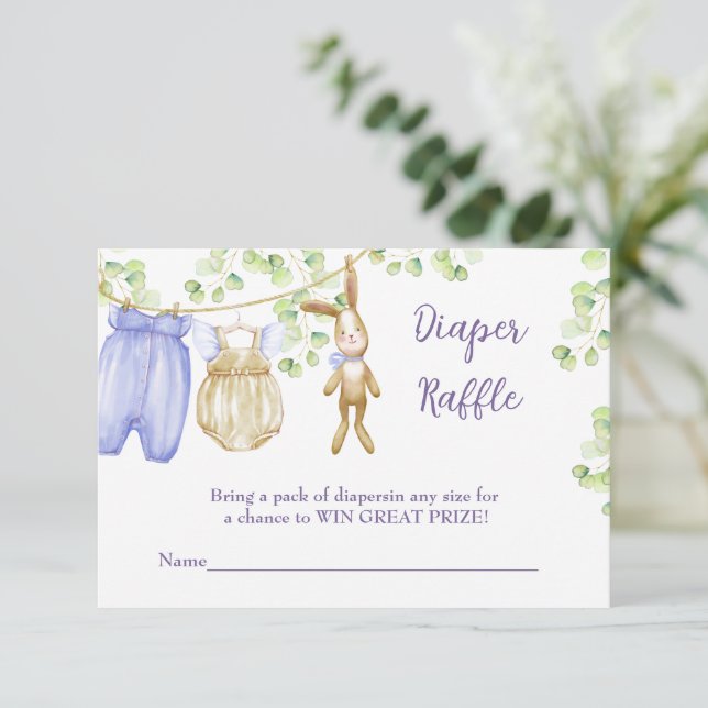 Enclosure Card Diaper Raffle for baby shower (Standing Front)