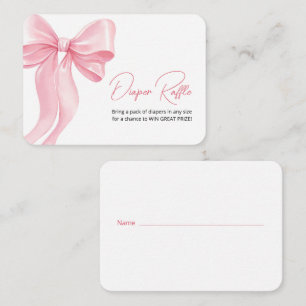 Enclosure Card Diaper Raffle with delicate bow.