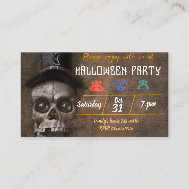 Enclosure Card Halloween party Skulls  (Front)