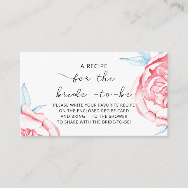 Enclosure Card "RECIPE for the bride - to - be" (Front)