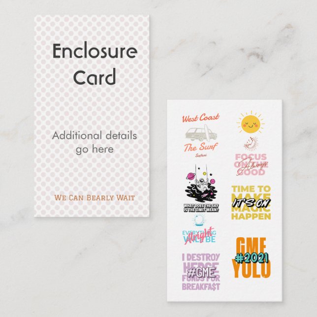 Enclosure Card Wedding Birth Announcement | Diaper (Front/Back)