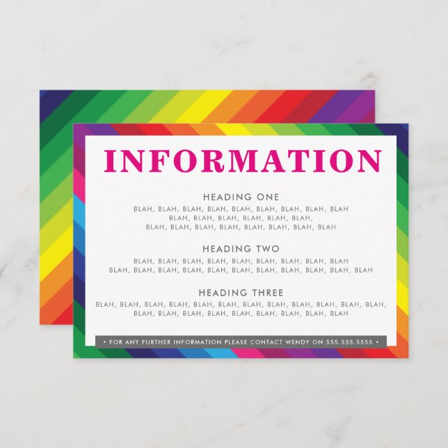 ENCLOSURE DETAILS fun colourful rainbow stripe gre RSVP Card (Front/Back)