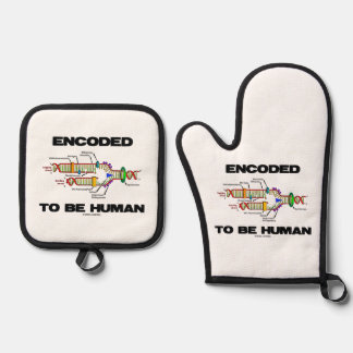 Encoded To Be Human DNA Replication Geek Humour Oven Mitt & Pot Holder Set