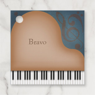 "Encore" Brown Grand Piano Elegant Custom Favour Tags