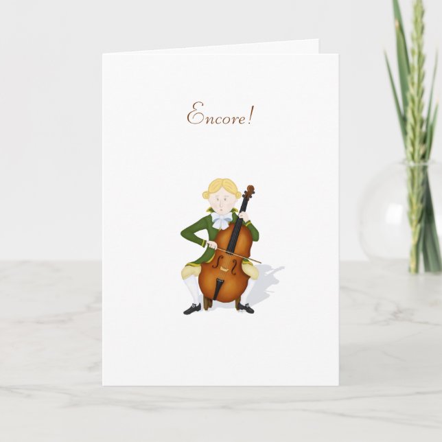 "Encore!" Cello Player Cute Music Performance Note Card (Front)