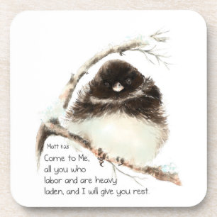 Encoucouraging Scripture Matthew 8:28 Cute Birds Coaster