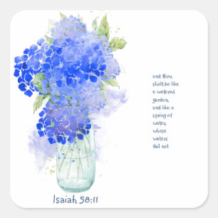 Encourage Promise Scripture Isaiah Hydrengea Art Square Sticker