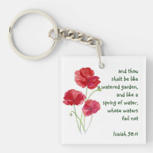 Encourage Promise Scripture Isaiah Poppy Garden Key Ring