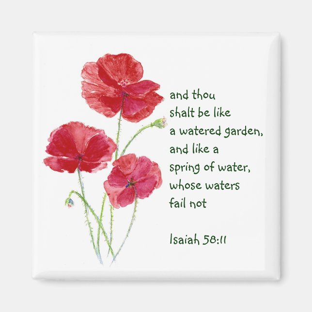 Encourage Promise Scripture Isaiah Poppy Garden Magnet (Front)