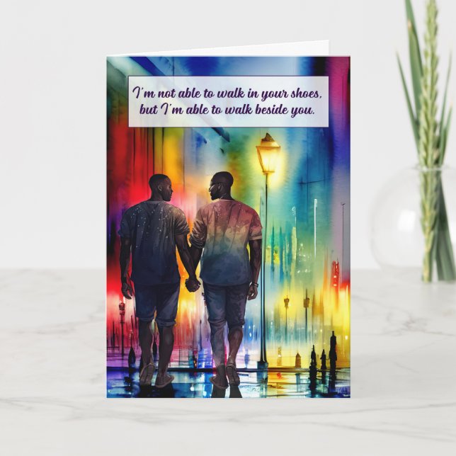 Encouragement African American Gay Men Rainbow Card (Front)