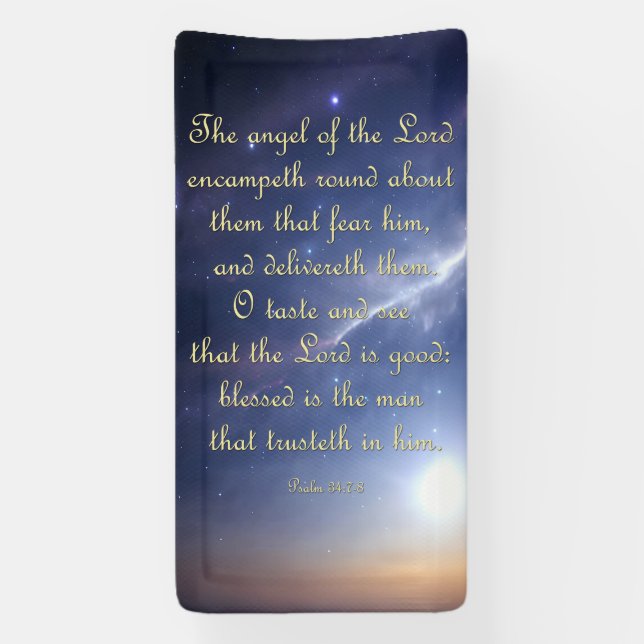Encouragement Banner - Psalm 34:7-8 (Vertical)