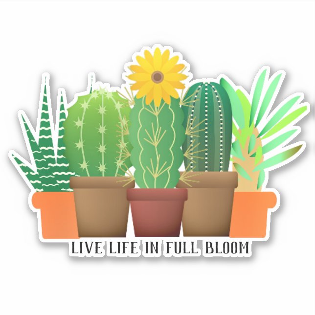 Encouragement Cactus Custom-Cut Vinyl Sticker (Front)