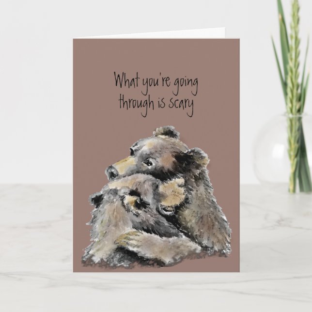 Encouragement Get Well Cancer Loss Bear Hugs Card (Front)
