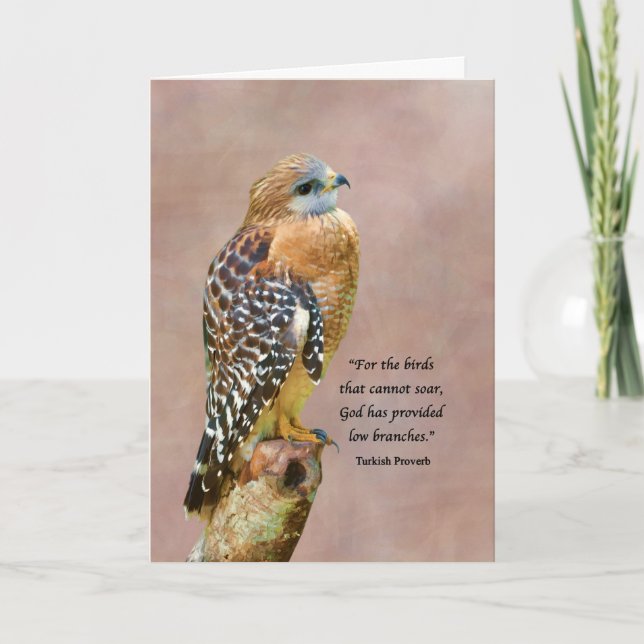 Encouragement, Get Well, Spiritual, Hawk on a Limb Card (Front)