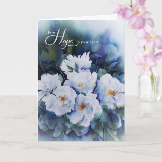 Encouragement Have Hope in Your Heart Blue Floral Card (Orchid)