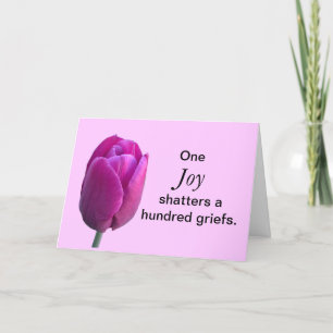 Encouragement Joy Tulip Flower w Chinese Proverb Card